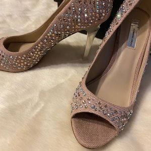 Nude Rhinestone Heels